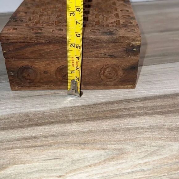 Handmade Small Lattice Cutwork Wood Box - Matr Boomie Bungalow - Picture 11 of 11